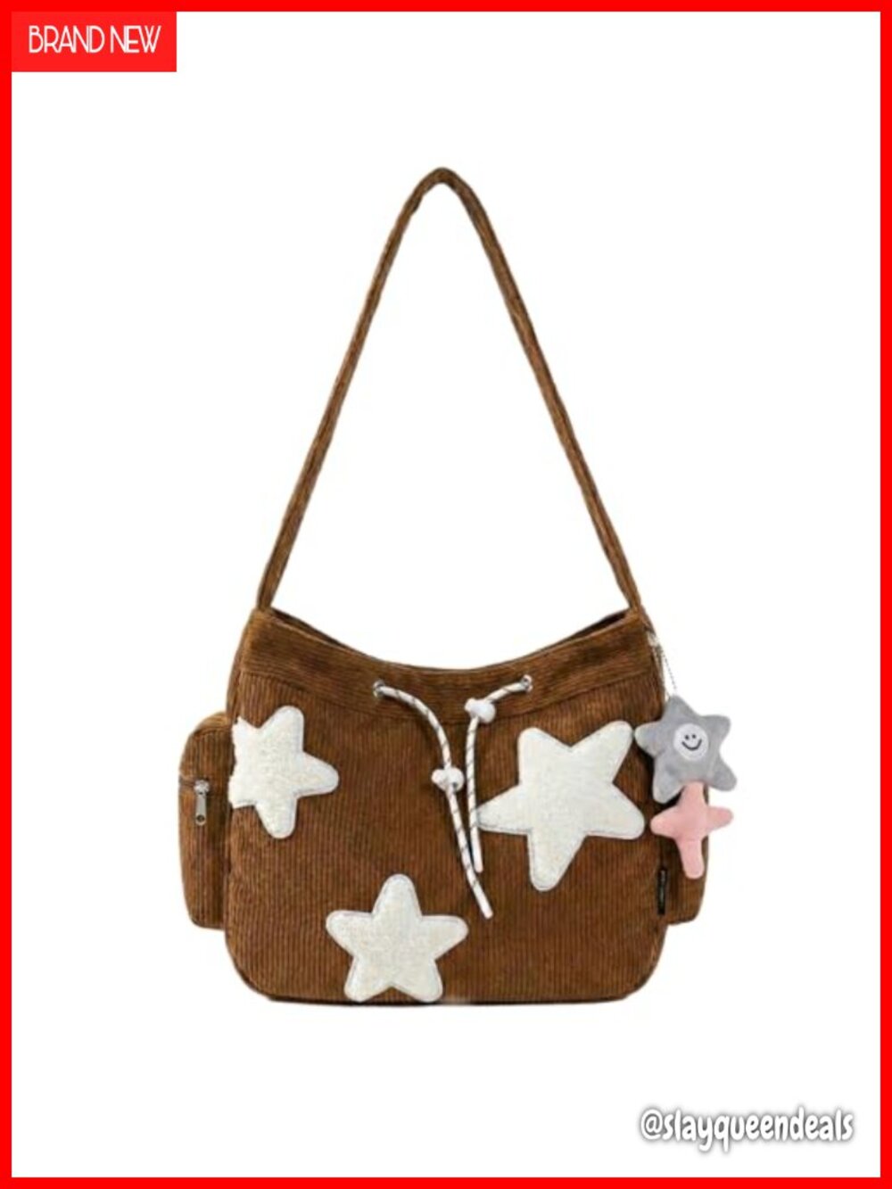 Star Hobo Bag Cute Y2K Corduroy Shoulder Tote Crossbody Large